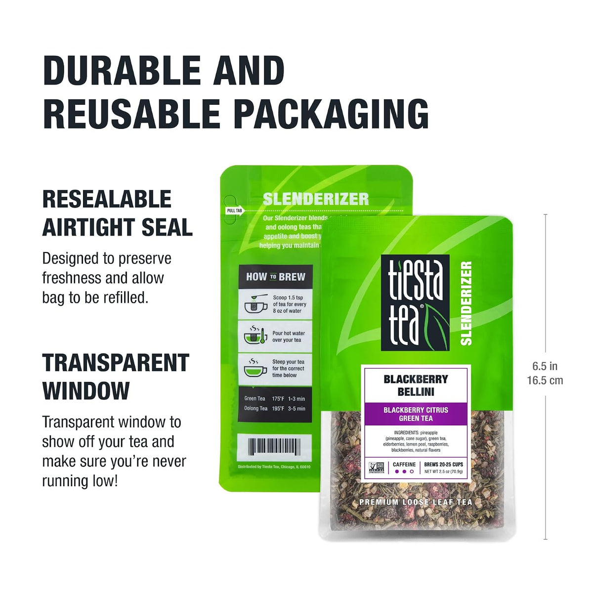 Tiesta Tea Blackberry Bellini Blackberry Citrus Green Tea Loose Leaf 2.5oz