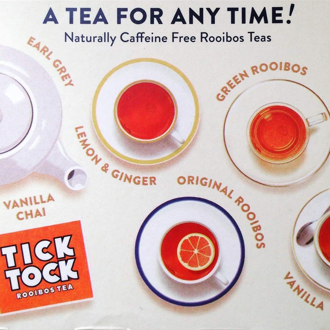 TICK TOCK TEAS Rooibos Earl Grey - Naturally Caffeine Free Red Bush Herbal Tea with Citrus Bergamot | Smooth, Low Tannin South African Tea Bags | Enjoy Hot or Iced - 3.5 Oz, 40 Count