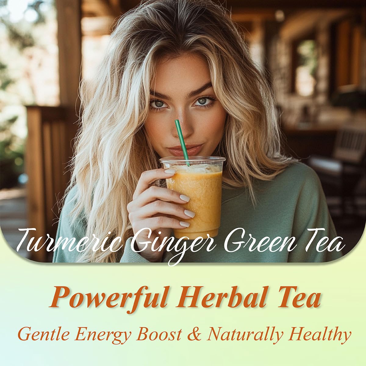 WT WEETEE Turmeric Ginger Green Tea Bags 100ct, Honey Flavored, Caffeinated