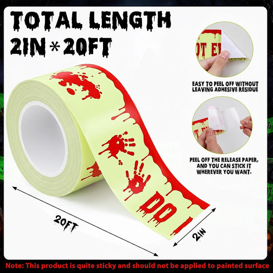 2INx20FT Glow in Dark Halloween Caution Tape Decorations Do Not Enter Tape