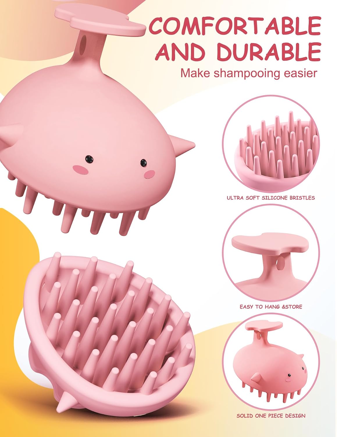 Scalp Massager Hair Growth, Silicone Scalp Scrubber Shower Shampoo Brush | One-Piece Silicone Scalp Exfoliator, Wet & Dry Hair Care, No Seams to Trap Water or Grime, Flakes and Buildup