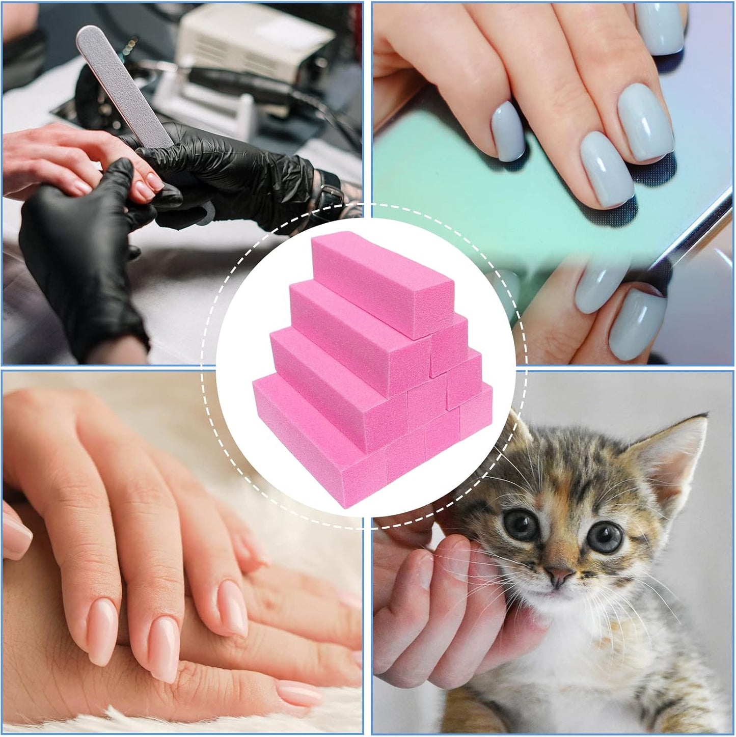 10 Pcs Nail Buffer Block for Acrylic and Natural Nails, 4 Sided Sanding Buffers for Gel Nails Fingernail Shine Buffing Filer Set, Professional Manicure Polisher Buffer Bulk Medium Grit (Purple)