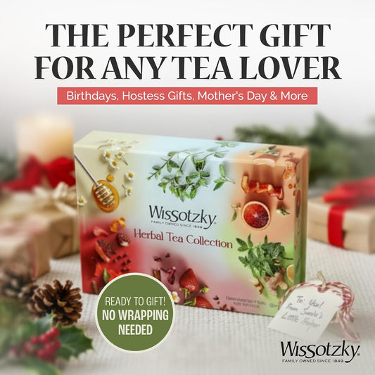 Wissotzky Herbal Tea Gift Set - Variety Pack Sampler (42 Tea Bags) Premium Reusable Gift Box | Caffeine-Free | 6 Exciting Flavors | Individually Wrapped Tea Bags | Ideal Present for Holiday & Corporate Gifting | Magnetic Closure Box | Kosher
