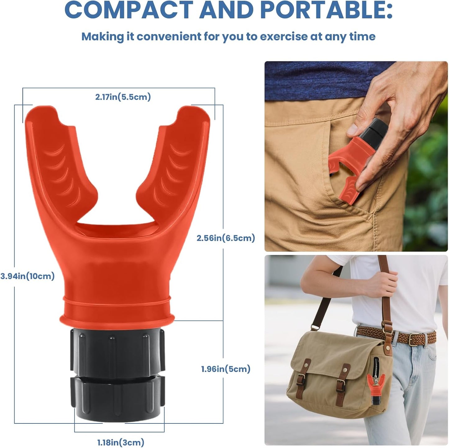 Inhale Intake Breathing Trainer | Lung Trainer for Respiratory Strength – Adjustable Resistance Breathing Trainer with High-Grade Silicone Raven Black+Tomato
