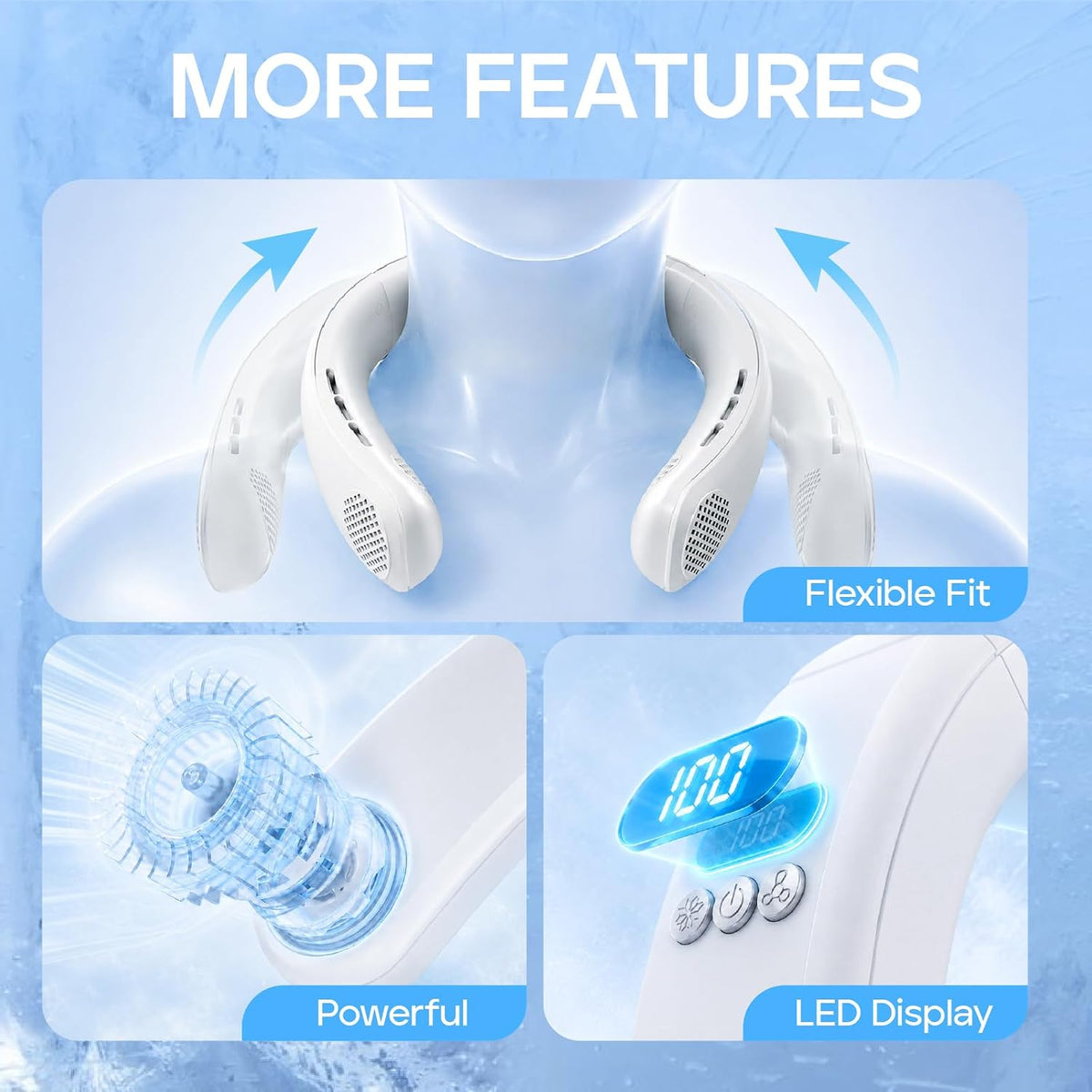 Neck Air Conditioner with Cooling Plate, 7000mAh Rechargeable Fan