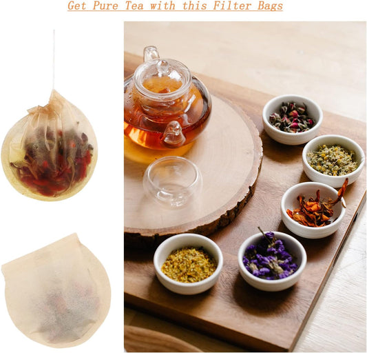 400pcs Tea Bags for Loose Leaf Tea Empty Tea Bags Loose Leaf, Disposable Round Natural Tea Filter Bags, Paper Drawstring Tea Bags Unbleached Tea Coffee Bags, Bath Spice Herbs Brewing Soup Bags