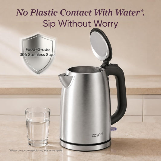Cosori Stainless Steel Electric Kettle, No Plastic Contact with Water, 1.7L
