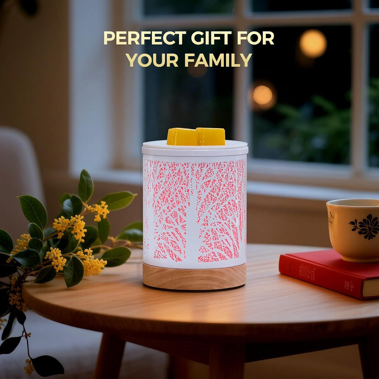 Enaroma Fragrance Wax Melts Warmer with 7 Colors LED Changing Light Classic Black Forest Design Scent Oil Candle Warmer for Home Black Forest