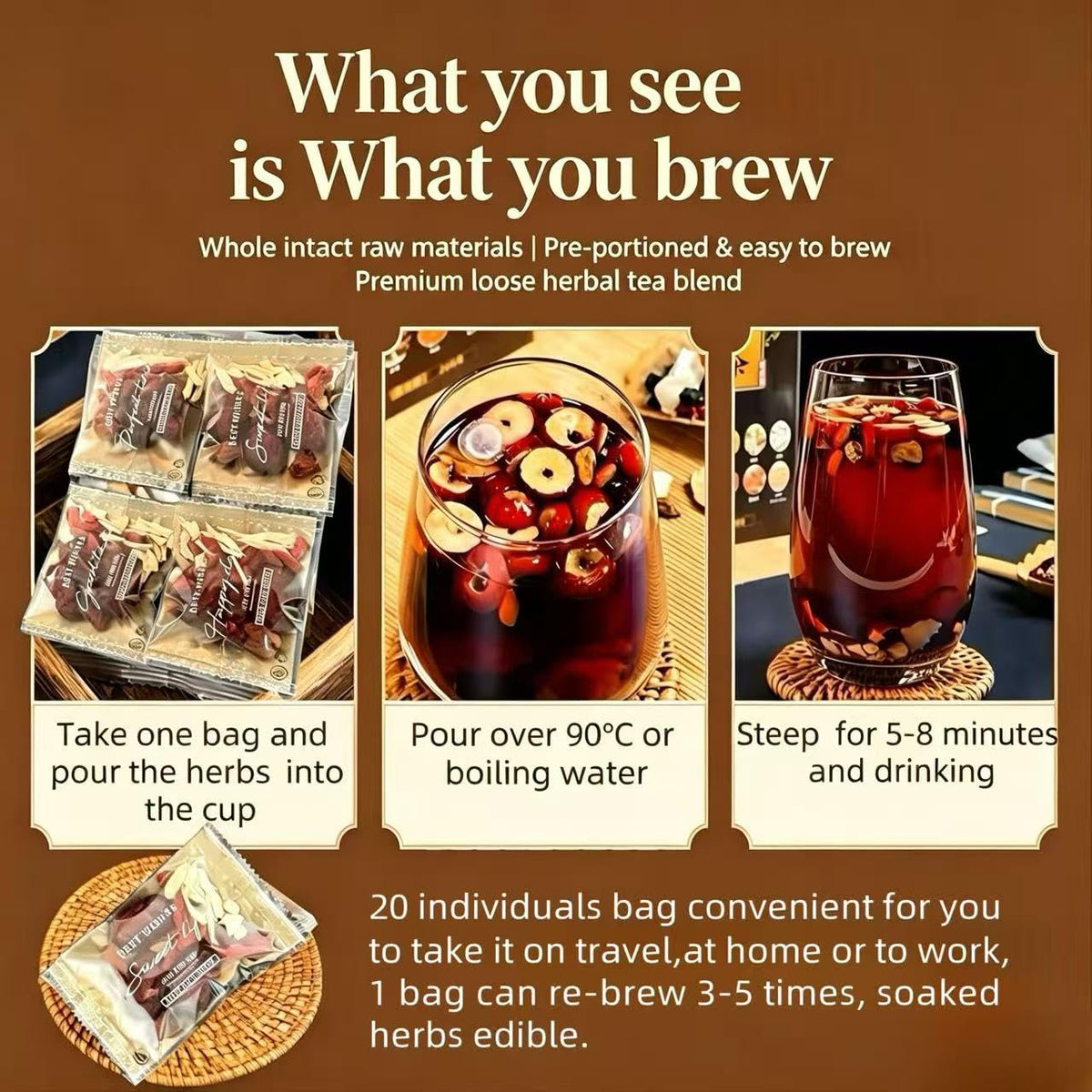 Eastrue Ginger Tea with Goji Berry,Jujube Dates,Longan-Chinese Herbal Tea