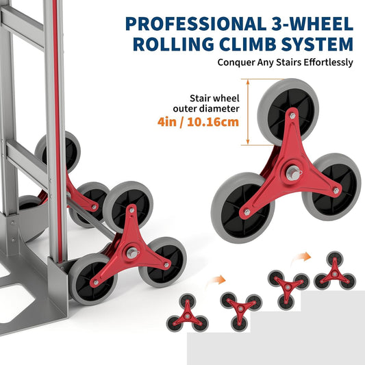 2-in-1 Heavy Duty Stair Climbing Hand Truck, 650Lbs Capacity