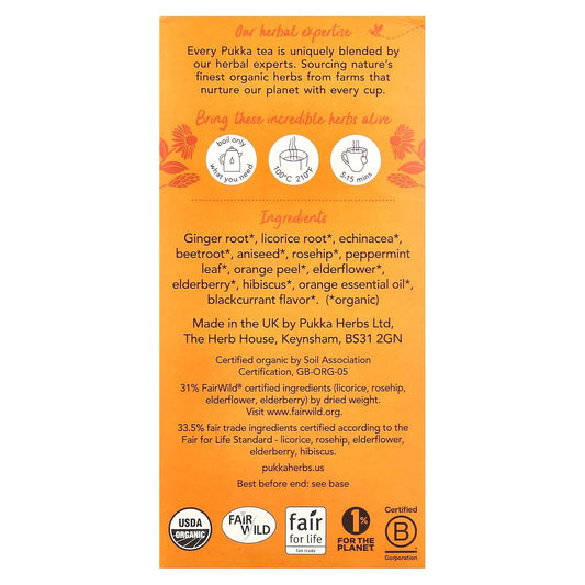 Pukka Elderberry & Echinacea Organic Herbal Tea, Perfect for Wellness Support, Caffeine Free, 20 Total Tea Bags