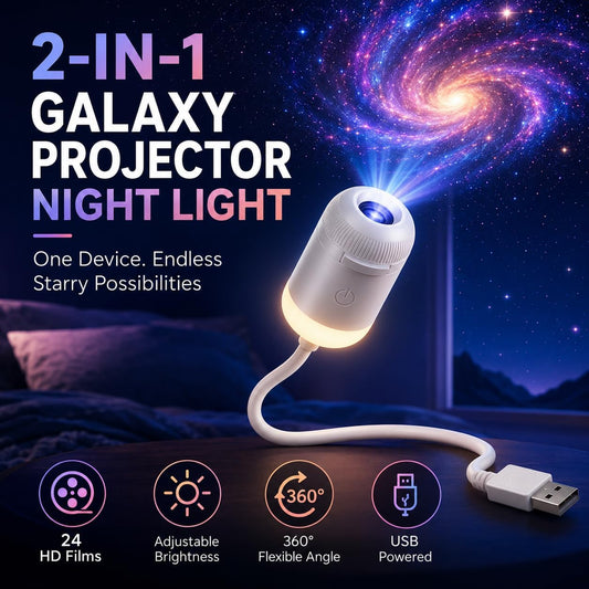 HD Smart Dynamic 5D Holographic Night Light Projector, Plug and Play Galaxy Star Projector, 360° Rotating USB Powered Ocean Wave Ceiling Light for Bedroom, Kids Room, Party Decor (24 Projection Films)