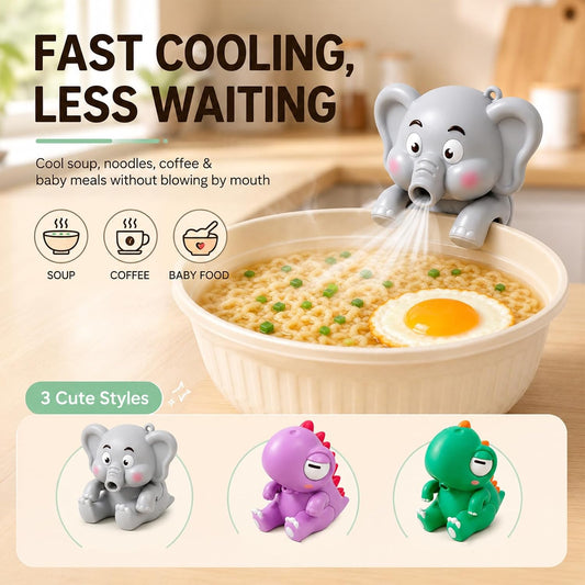 Cooling Clip-On Mini Fan for Cup & Bowl, Cute Elephant Animal Fans Coffee Chiller, Mini Food Cooling Fan, Rechargeable Fast Air Blowing, Desktop Beverage Cooling Companion (#C)