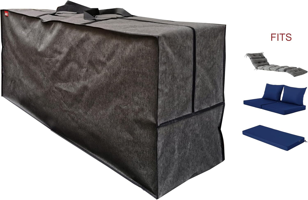 Outdoor Square Cushion/Cover Storage Bag, Protective Zippered Storage Bags with Handles, 32''L x 32''W x 24''H Black