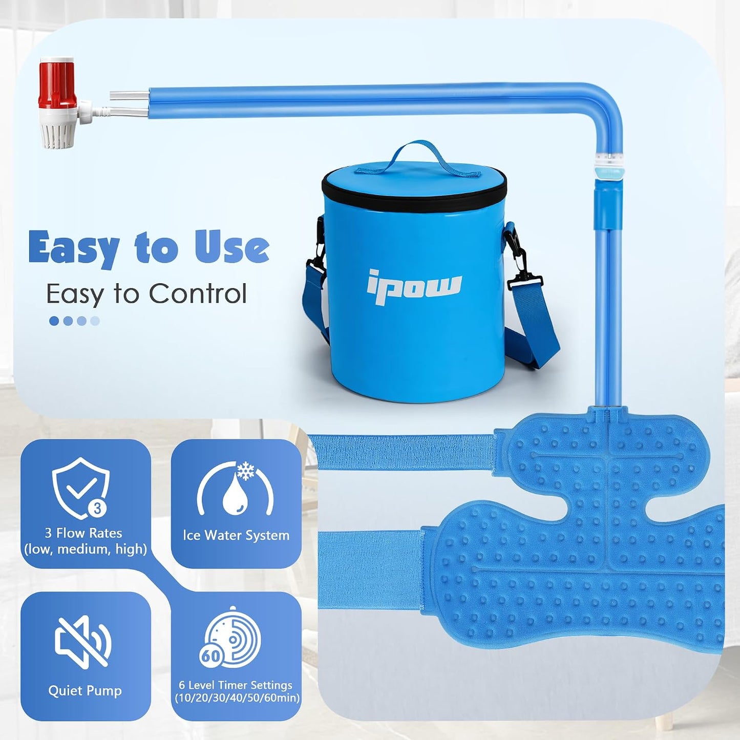 Ice Machine for Shoulder After Surgery, Portable Cold Therapy Machine for Shoulder, Ice Therapy for Recovery, Ideal for Sport Injuries, Pains Relief, Strain & Stiffness, Sprain Swelling