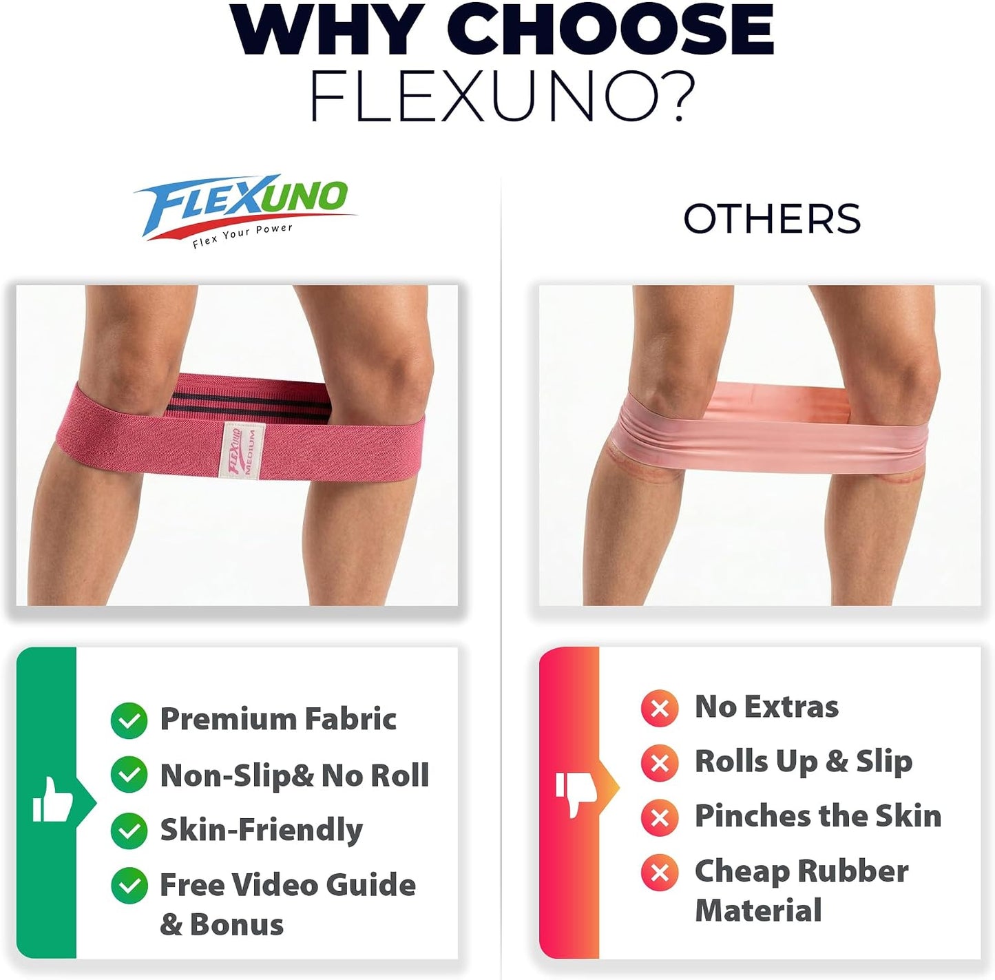 HABBY Sport Fabric Resistance Bands Set of 4 - Non-Slip Thick Fabric Booty Workout Loop Bands for Legs, Glutes, Home Gym, Physical Therapy, Strength Training - Unisex - FLEXUNO