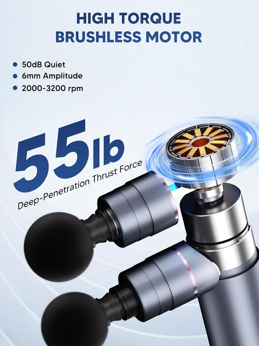 arboleaf Massage Gun Deep Tissue, Balance of Power & Portability Full-Metal Percussion Massager with Silent Brushless Motor - Ultra-Quiet Pocket-Sized for Athletes Back Pain Relief Home Office Travel
