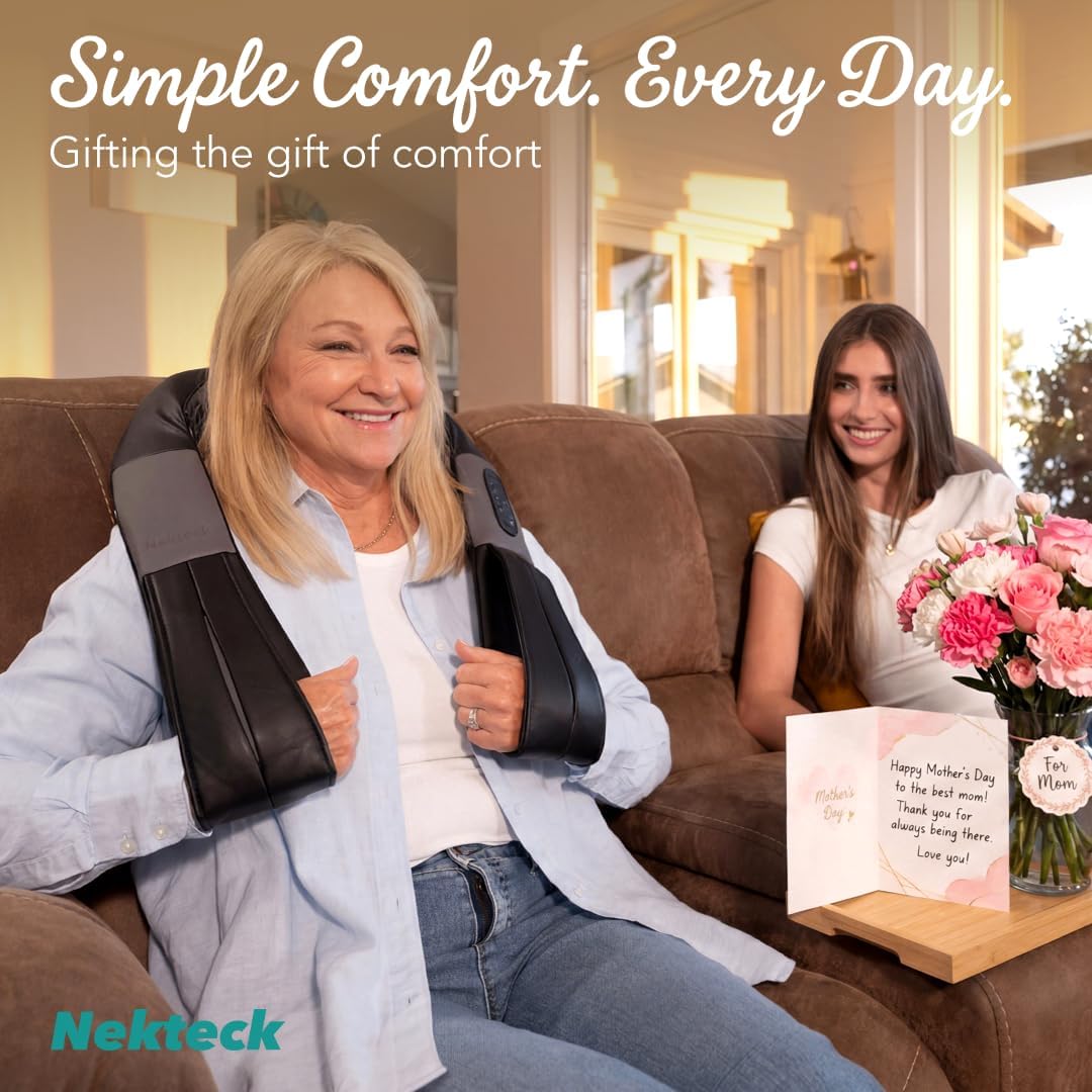 Nekteck Heated Shiatsu Neck Massager with Bag for Pain Relief, NOT Cordless