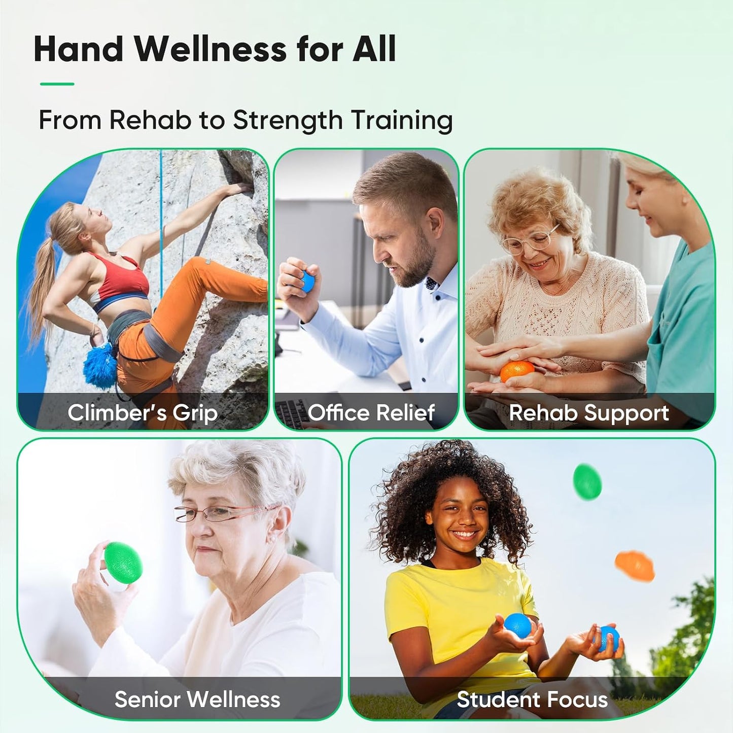 FitBeast Stress Balls for Adults, Hand Exercise Balls 6 Pack, Stress Relief & Grip Strength Trainer, Squishy Balls & Squeeze Balls for Arthritis, Carpal Tunnel, Hand Therapy with 3 Resistance Levels