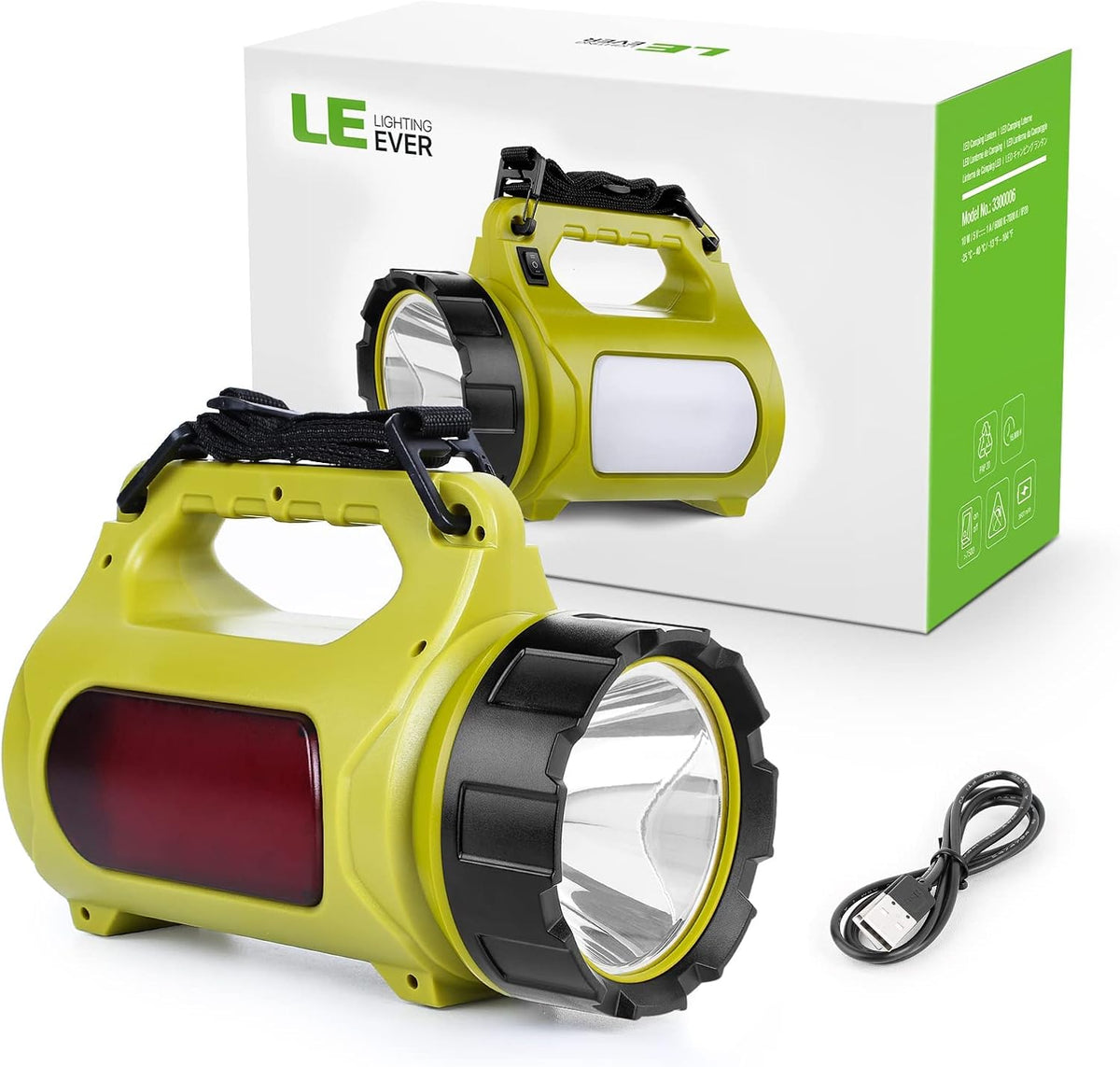 LE Rechargeable LED Lantern, Camping Essentials, 1000LM, 5 Light Modes, IPX4 Waterproof, 3600mAh, Lantern Flashlight for Hurricane Emergency, Hiking, Home and More, USB Cable Included