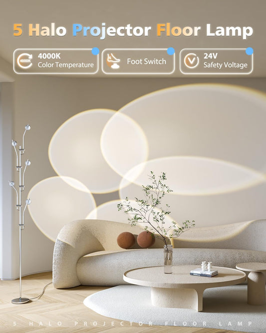 DENGALA Halo Projector Floor Lamp - 4000K LED Multi Head Floor Lamp