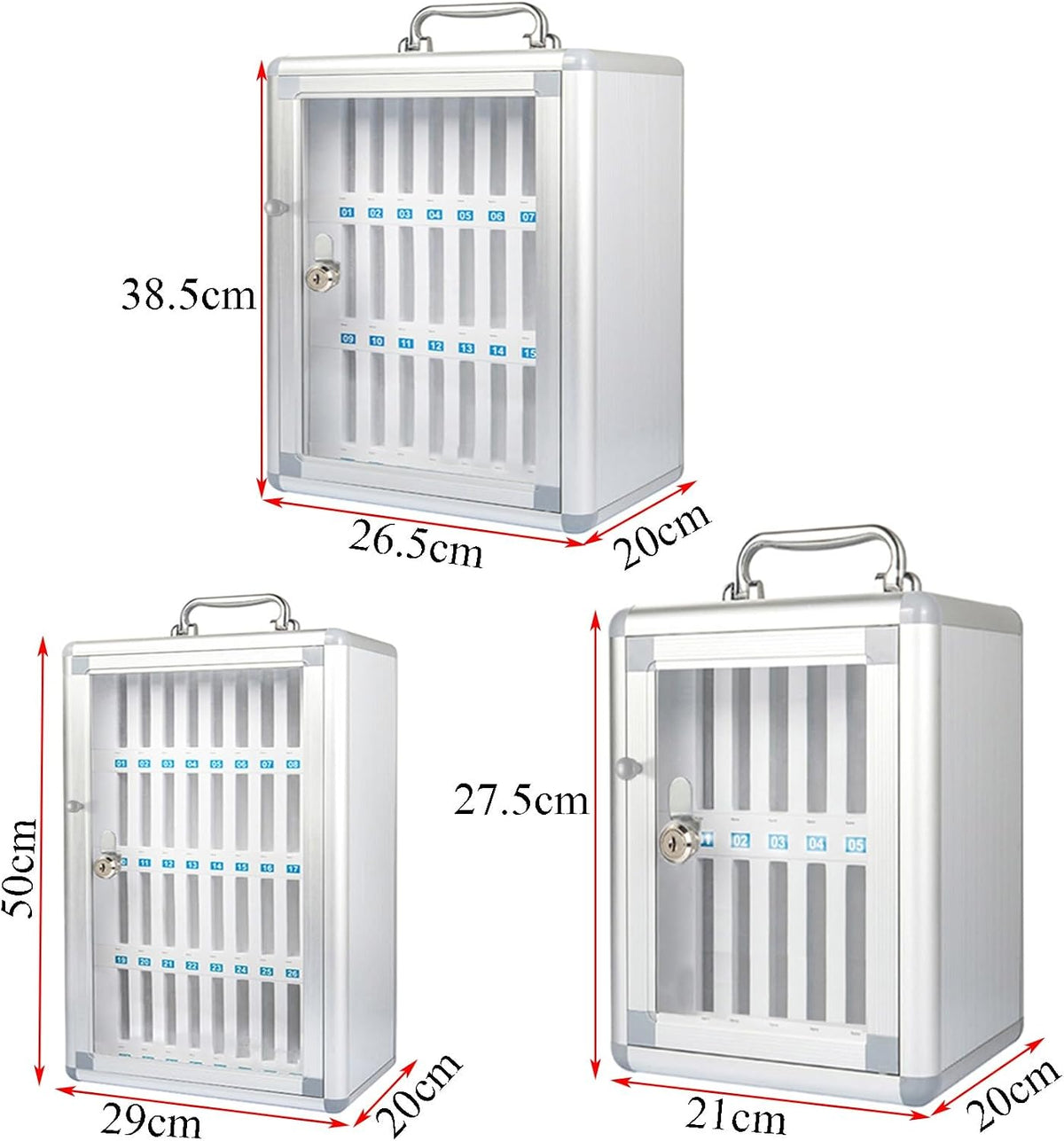 Cell Phone Charging Stations 12/24/36 Position Locking Mobile Phone Organiser Aluminium Mobile Phone Cabinet Staff Management Mobile Phone Cabinet Portable Mobile Phone Cabinet (Silver 36bit)