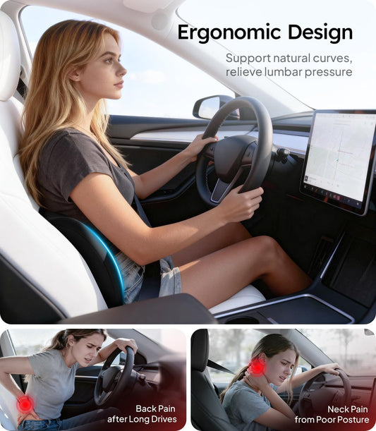 Wigoo Lumbar Support Pillow for Car-Office Chair, Black