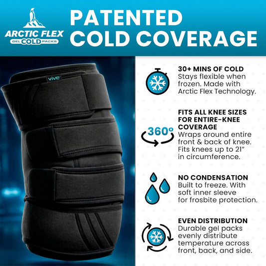 Vive Knee Ice Pack Wrap - Cold/Hot Gel Compression Brace for Pain Relief