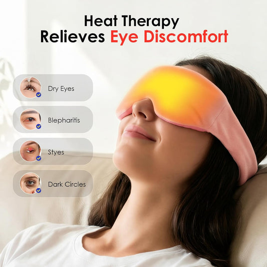 Akakios Heated Eye Mask for Dry Eyes, Microwavable Moist Heat Weighted Eye Masks Warm Compress for Dark Circles and Puffiness, Relief Stye Treatment, with Washable Cover(Pink)