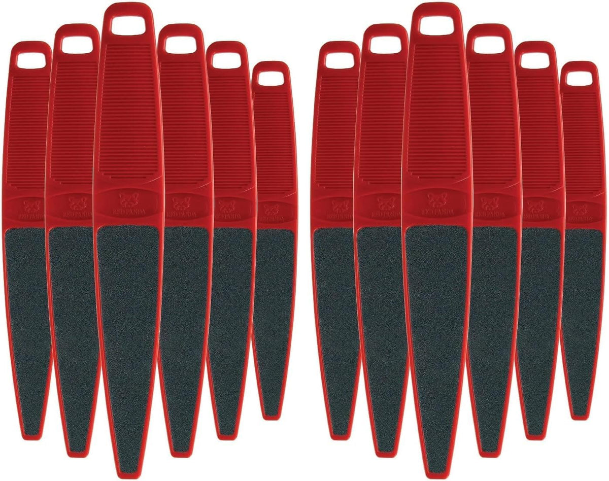 ForPro Professional Collection Red Panda Foot File, 60/100 Grit, Double-Sided Pedicure File for Feet and Heels, 10.5” L (Pack of 6)