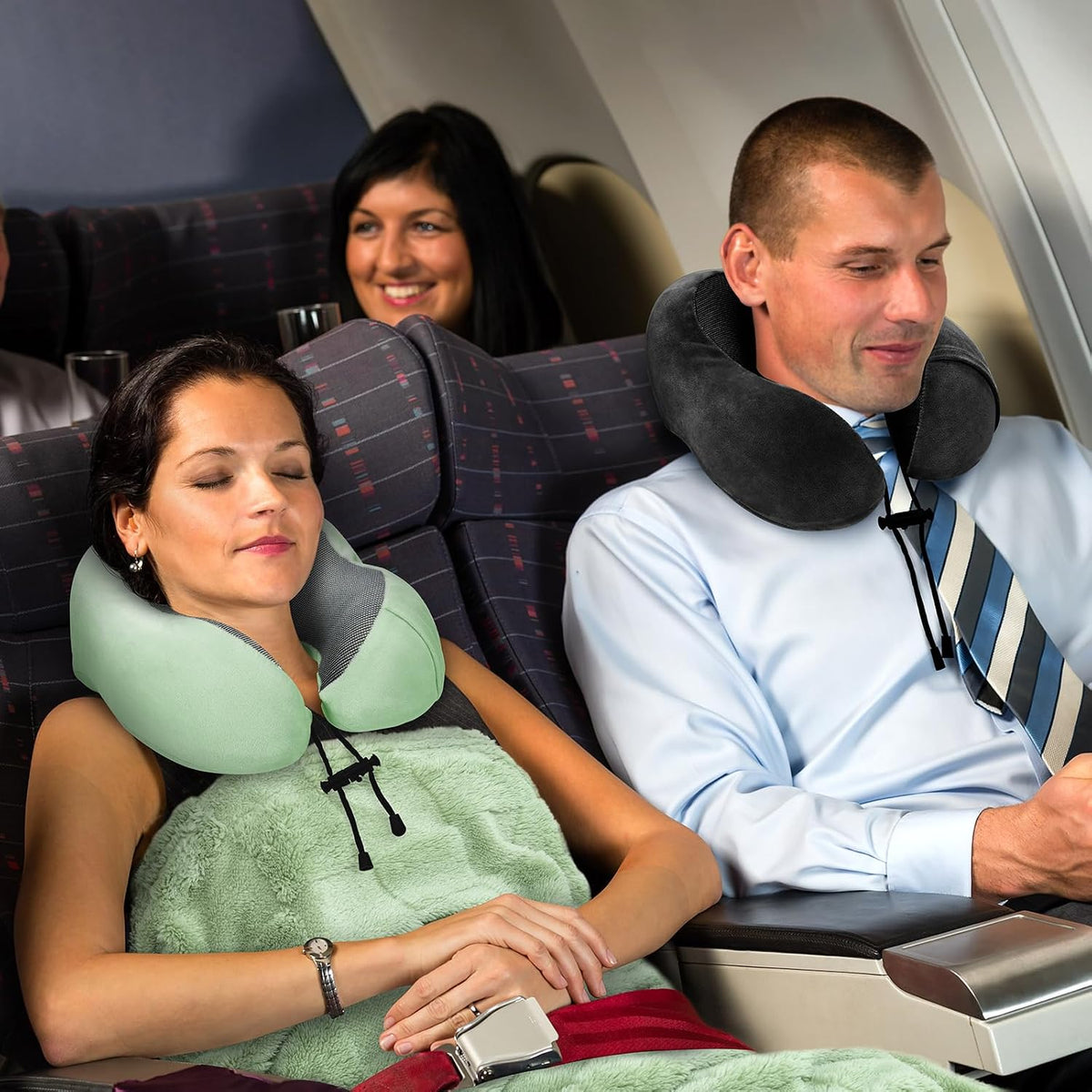 urnexttour Travel Pillow and Blanket Set Neck Pillow Airplane Foam Black