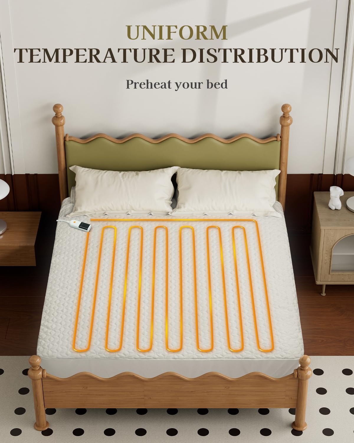 GOTCOZY Heated Mattress Pad Mini Twin Size-Heated Pad for Bed Warmer(White)