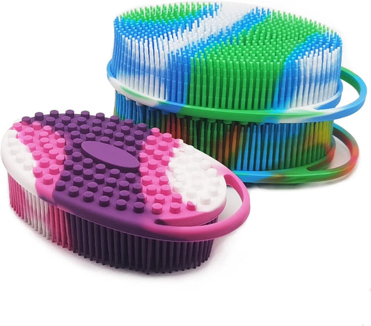 Soft Exfoliating Body Shower Scrubber - Silicone Bath Brush for Kids & Adults - 3 Pack