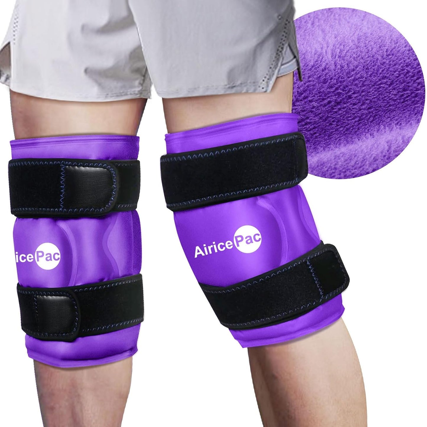AiricePac 2 Ice Pack for Knee Pain Relief, Reusable Gel Ice Wrap for Injuries, Swelling, Knee Replacement Surgery, Cold Compress Therapy for Arthritis, Meniscus Tear and ACL, Blue