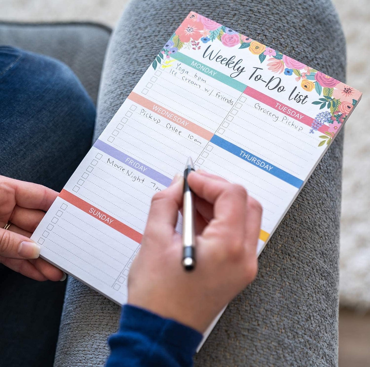 Sweetzer & Orange Floral Weekly To Do List Notepad. Magnetic Weekly Scheduler Task pad with Daily Planner Agenda Squares. 9x6” Day Scheduler 2026 - Student Journal, Work Notebook, and Checklist Notepad