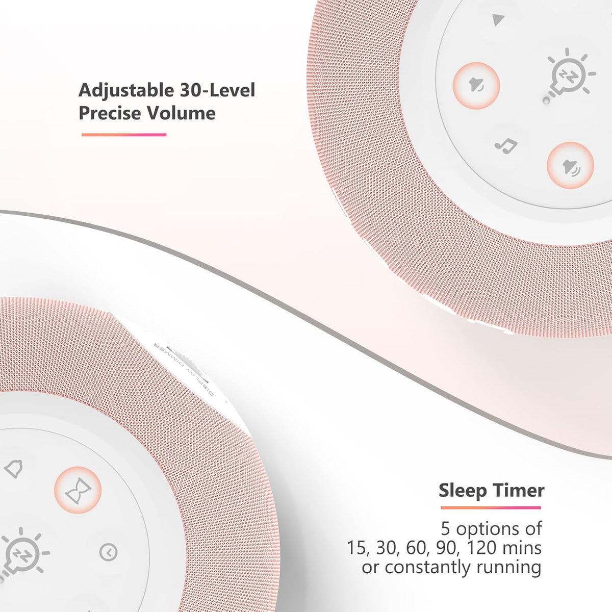 REACHER Auto-Dimmable Sound Machine Alarm Clock with 20 Sounds&Night Light