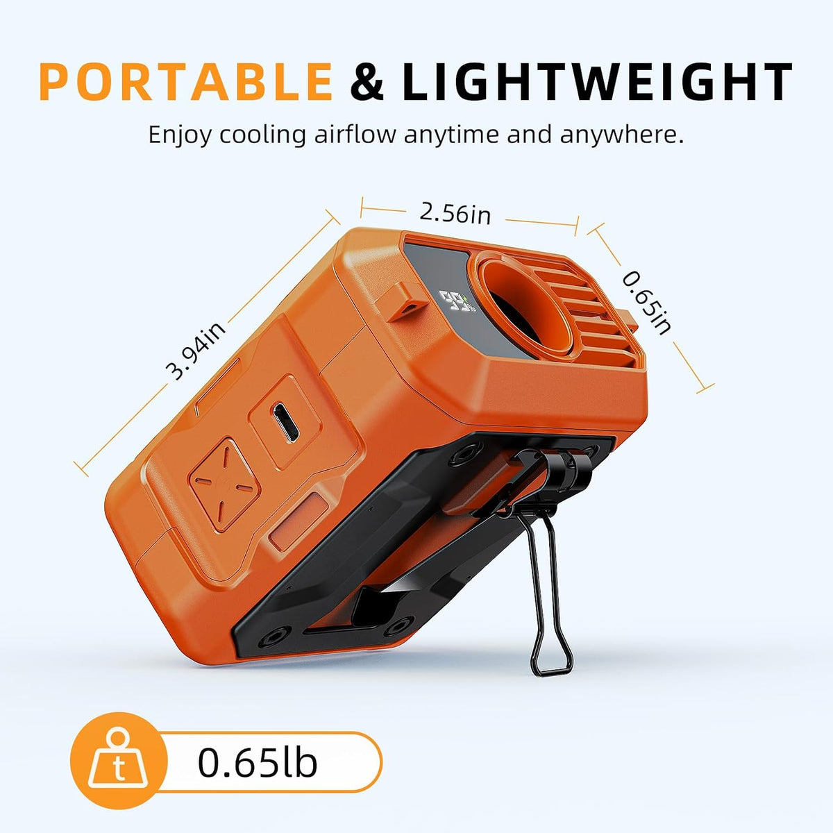 ASNUG Portable Waist Fan Rechargeable, 10000mAh Battery Powered & 45H Runtime, 10-Speed Personal Fan w/Lanyard, Flash Light, LED Display, Clip on Wearable Belt for Jogging Hiking Jobsite Warehouse