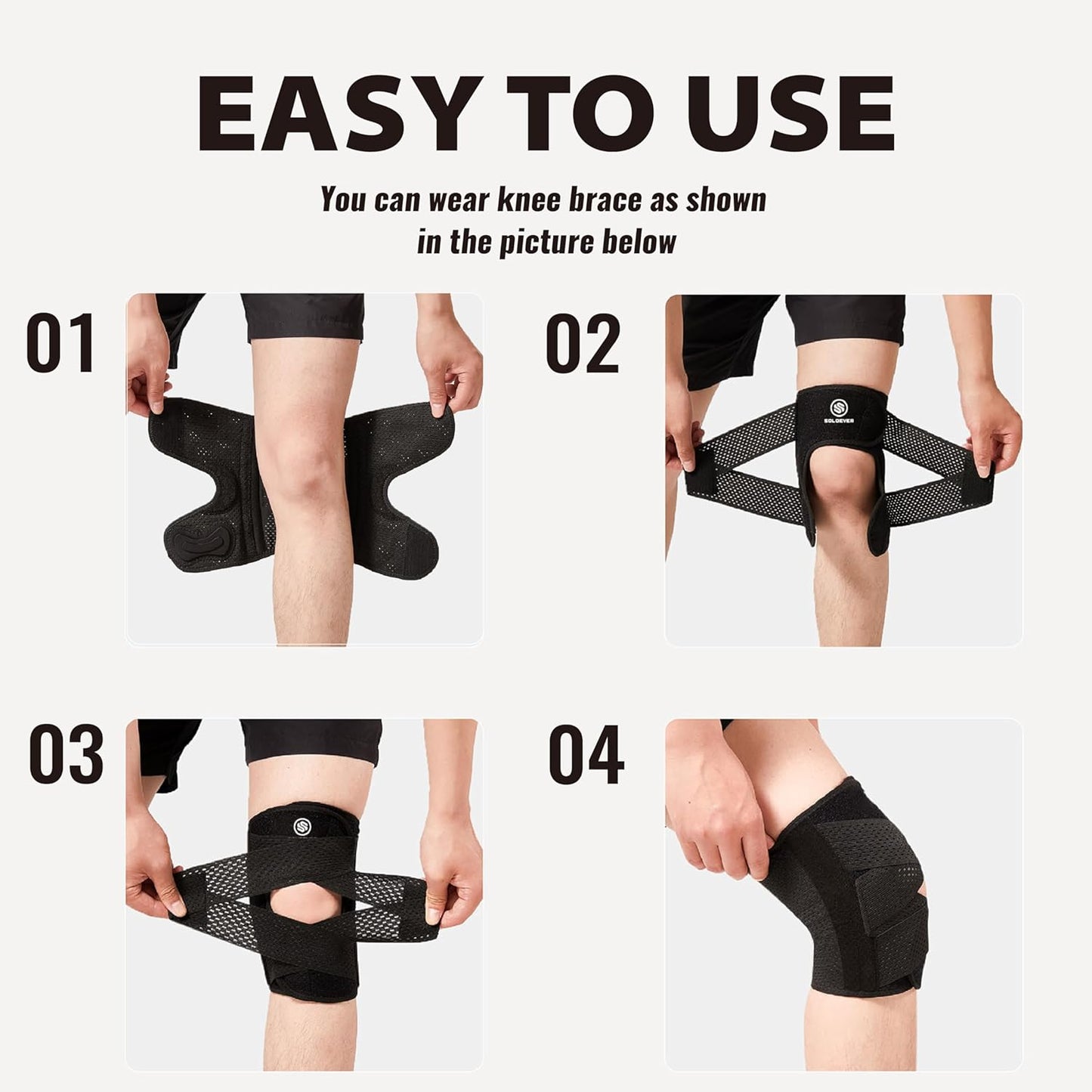 Knee Brace with Side Stabilizers for Knee Pain, Adjustable Knee Support for Meniscus Tear ACL MCL Arthritis Injury Recovery, Breathable Knee Wrap for Men & Women, Workout, Sports (Black, X-Large)