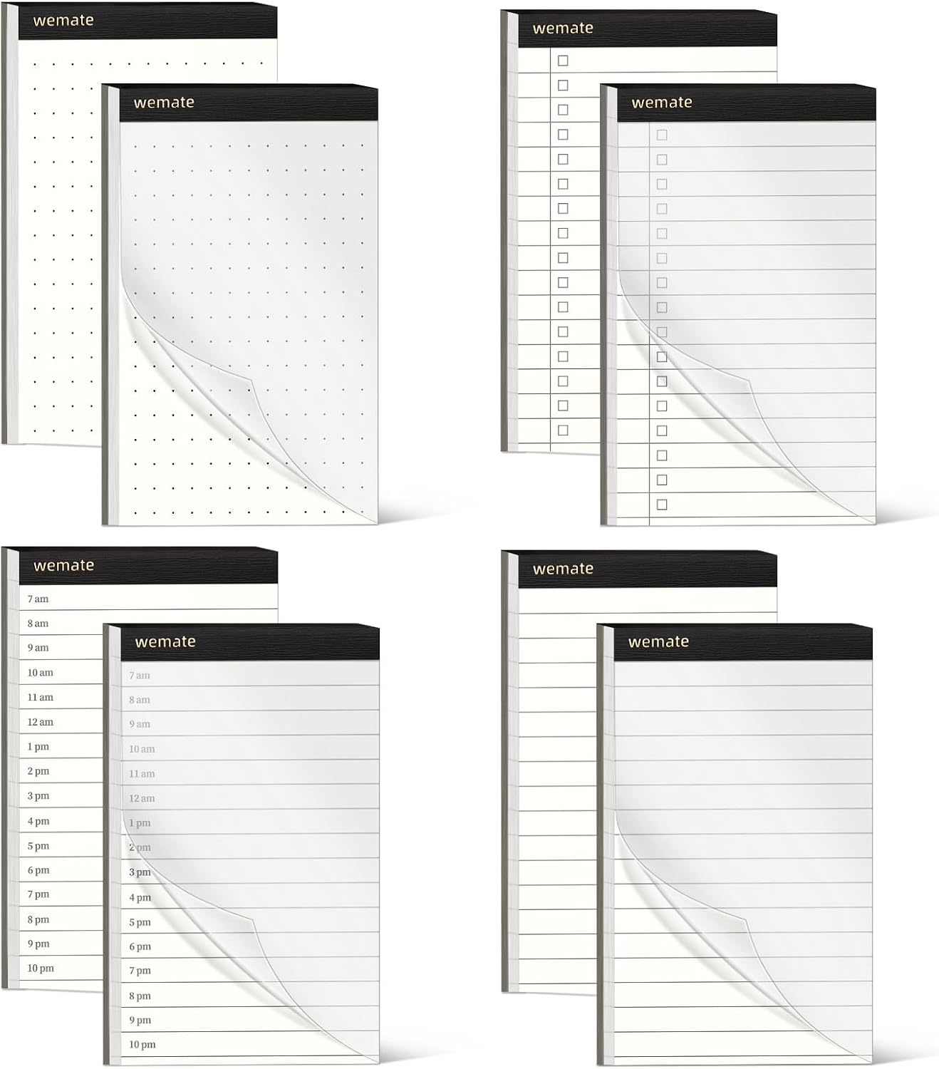 WEMATE 10 Pieces Small Notepad Holder Set Pocket Notebook - Included Mini Pocket Notepad Holder Set with 8 Memo Book Refills and Metal Pen for Meetings, Daily Records, and Notes 3 x 5 Inch (Black)