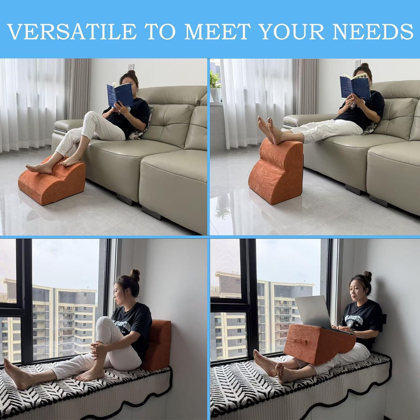 Foot Rest for Under Desk at Work.Multifunctional 3-Tier Foot Stool,with Washable Footrest.for Under Desk,Office Chair Gaming Chair & Sofa,Leg Elevation Pillow,Supports Posture -Dark Grey