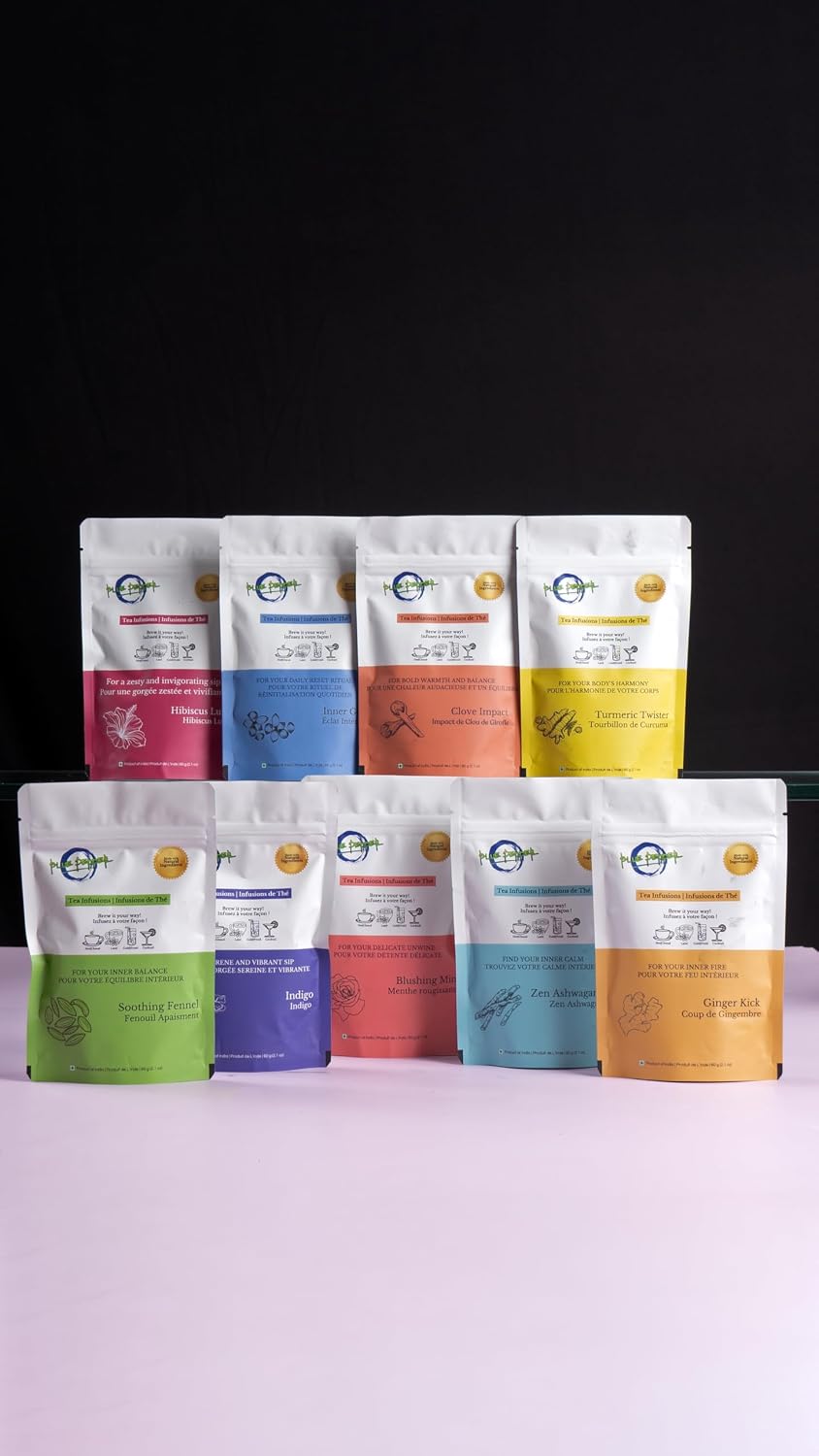 Blue Pepper Inner Glow Tea Blend Infusion | Coriander & Black Seeds (Nigella Seeds) Tea | Natural Caffeine-Free Wellness Blend | All-Natiral No Preservatives | Small Batch | 60-g