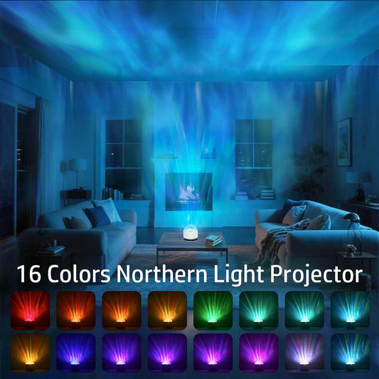 Ocean Wave Projector Light, Rechargeable 16 Color Ocean Lamp Ambient Lighting Night Light Projector Mood Lighting with Dimmable & Remote for Kids Bedroom Teen Girl Gift Room Decor