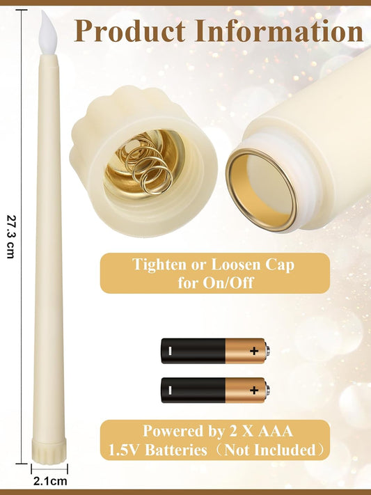 Treela 72 Pcs Flameless LED Taper Candles Battery Operated Candles Bulk 11 Inch Flickering Fake Candlesticks with Warm Light for Valentines Day Church Wedding Party Battery Not Included(Classic,Ivory)