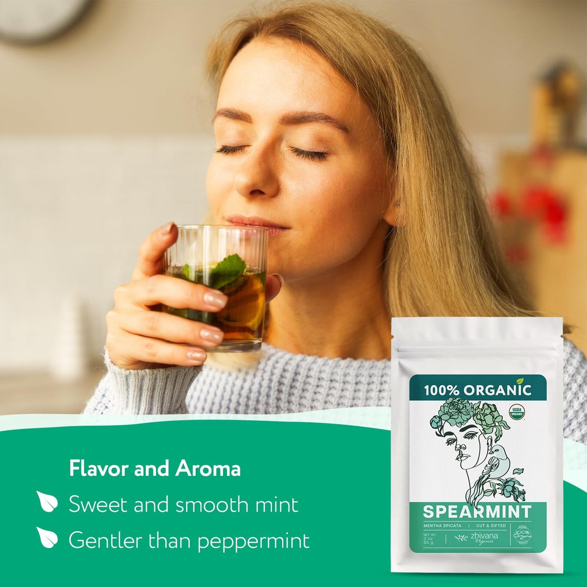 Organic Spearmint Tea Loose Leaf 3 oz. – Digestion, Womens Hormone Balance