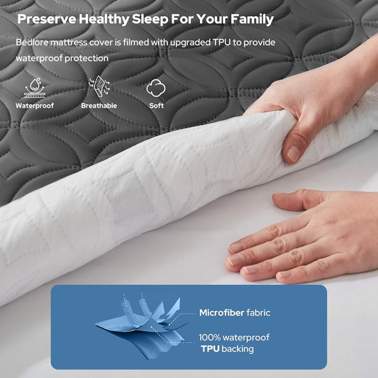 BEDLORE Waterproof Mattress Protector, Twin Size Mattress Pad