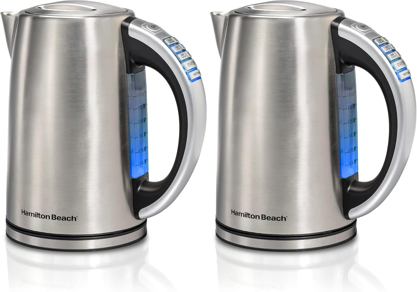Hamilton Beach 1.7 Liter Temperature Control Electric Kettle, Water Boiler & Heater, Fast Boiling 1500 Watts, BPA Free, Cordless, Auto-Shutoff and Boil-Dry Protection, Stainless Steel (41020R)