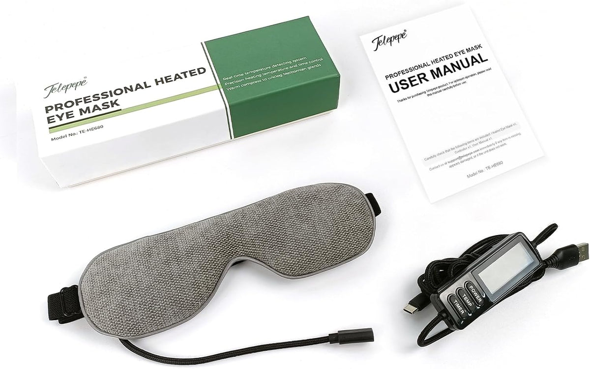 Heated Eye Mask, Warm Eye Compress for Dry Eyes, Moist Heat Therapy for Blepharitis, Dark Circle, Chalazion, 4 Heating Levels, Gifts for Men Women, Travel(Grey)