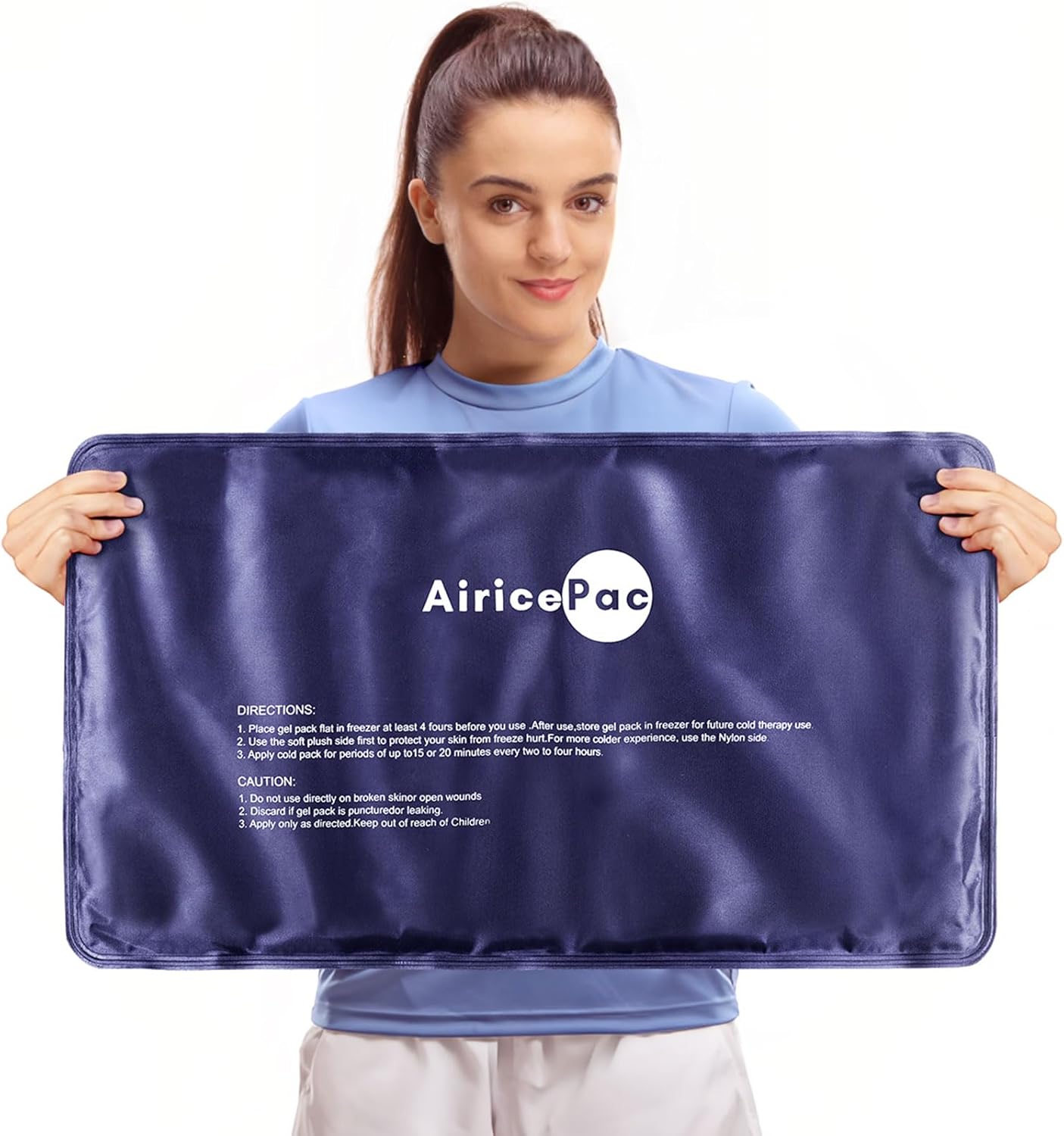 AiricePac Extra Large Gel Flexible Back Ice Packs for Injuries Reusable, 11”x 20” Cold Pack Wrap for Knee Leg Neck Shoulder Hip Back Pain Relief, Cold Compress Therapy for Swelling, Bruises, Surgery