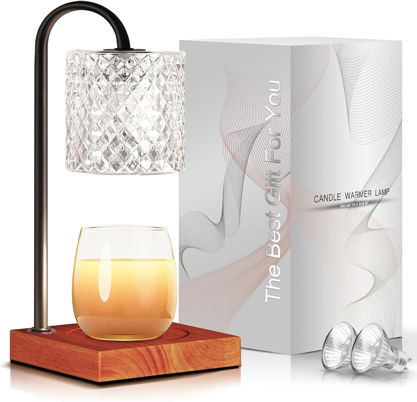 TigQiang Candle Warmer Lamp with Timer Dimmer, Birthday Gifts for Women Mom, House Warming Gifts, Elegant New Home Decor, Wax Warmer for Jar Candles, Heater Lamp for Scented Wax, Amber Glass