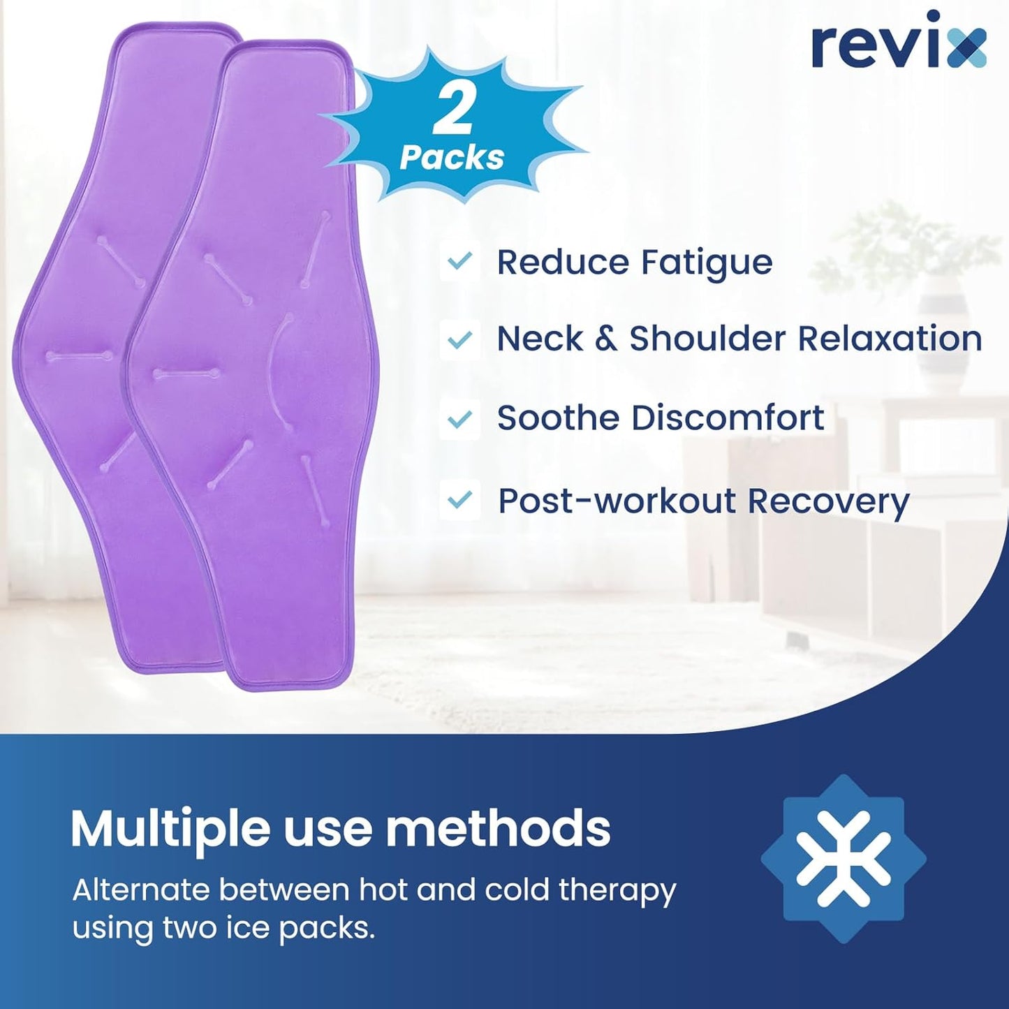 REVIX Neck Ice Pack Wrap – Reusable Hot Cold Gel Pack for Neck and Shoulder, Large Flexible Design with Soft Plush Lining, Cervical Gel Ice Wrap Ideal for Post-Workout Recovery, Fatigue & Relaxation